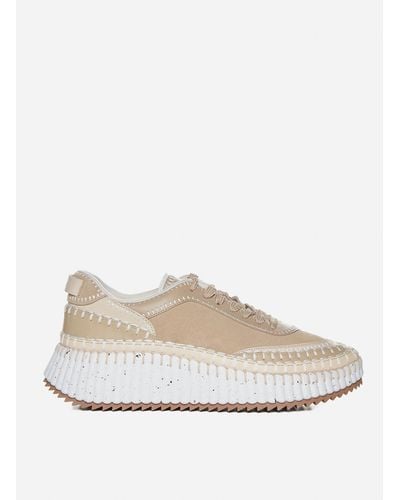 Chloé Nama Suede And Leather Trainers - White