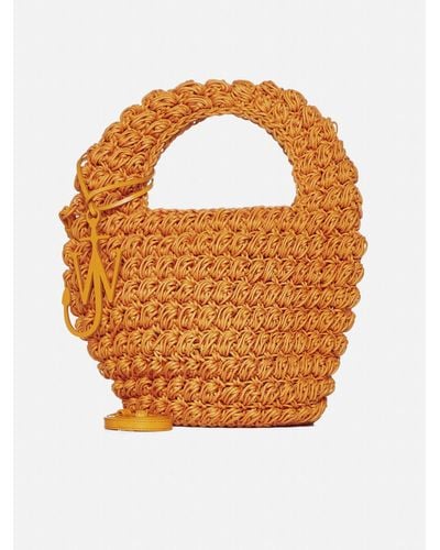 JW Anderson Raffia Small Popcorn Basket Bag - Orange