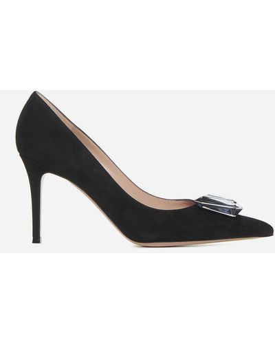 Gianvito Rossi Jaipur Suede Court Shoes - Black