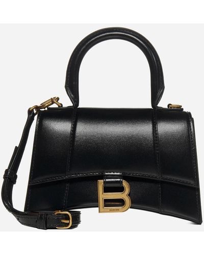 Balenciaga Hourglass Xs Leather Bag - Black