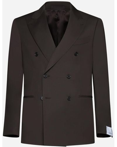 Caruso Norma Double-breasted Wool Blazer - Black