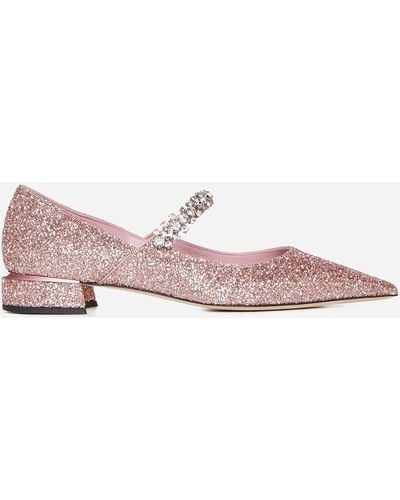 Jimmy Choo Bing Crystals Glitter Court Shoes - Pink