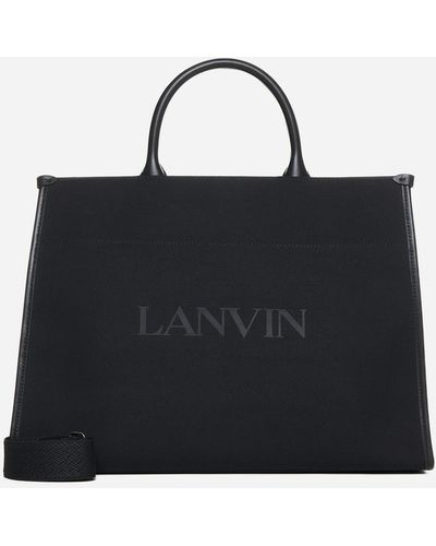 Lanvin Logo Canvas Tote Bag - Black