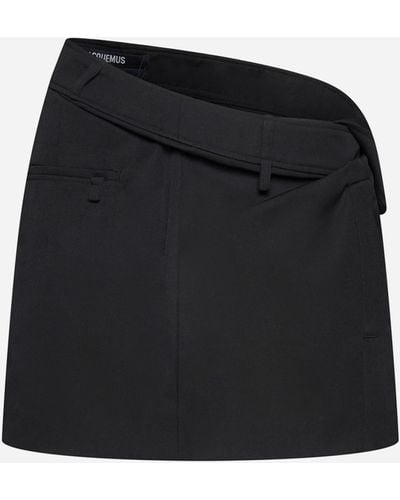 Jacquemus Bahia Wool Miniskirt - Black