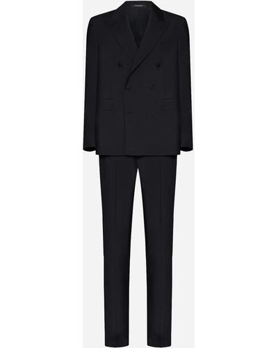 Tagliatore Double-breasted Wool And Mohair Suit - Black