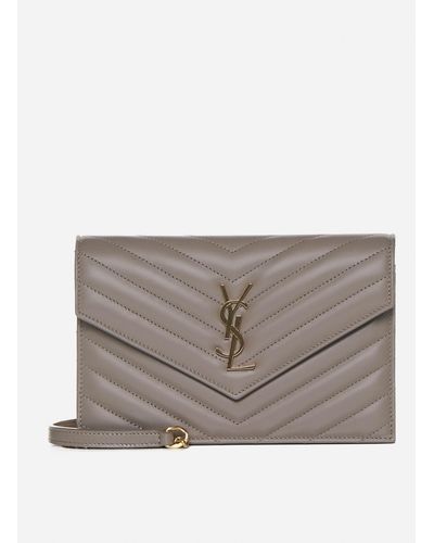 Saint Laurent Quilted Leather Wallet Bag - Grey