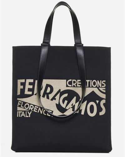 Ferragamo Resort Canvas Tote Bag - Black