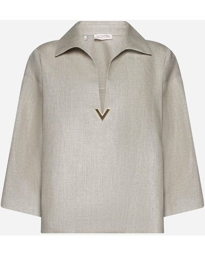 Valentino Linen Blouse - Gray