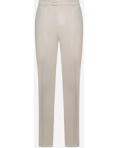 Brunello Cucinelli Stretch Cotton Trousers - White