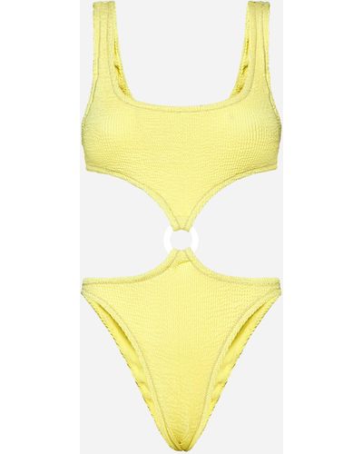 Reina Olga Augusta Crinkled Fabric Swimsuit - Yellow