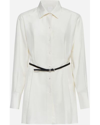 Givenchy Voyou Belt Silk Long Shirt - White