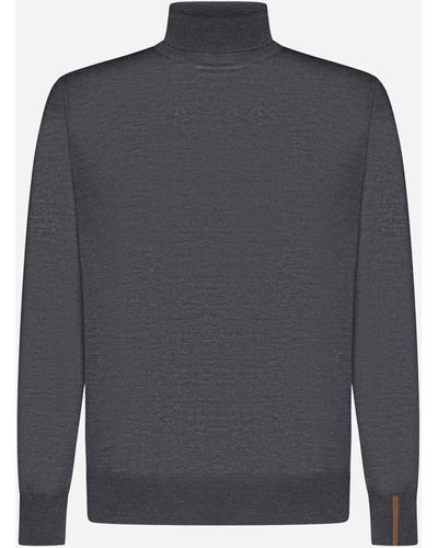 Caruso Wool, Silk And Cashmere Turtleneck - Grey