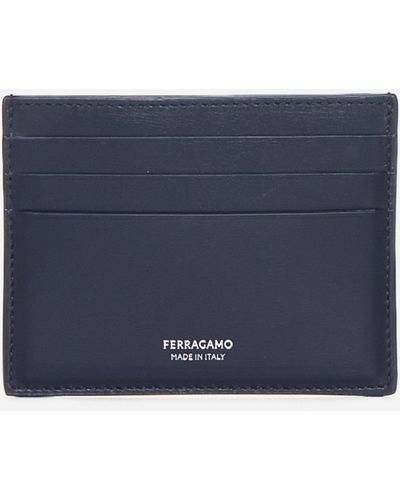 Ferragamo Logo Leather Card Holder - Blue