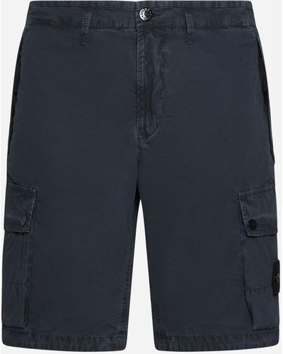 Stone Island Slim-fit Cotton Cargo Shorts - Blue