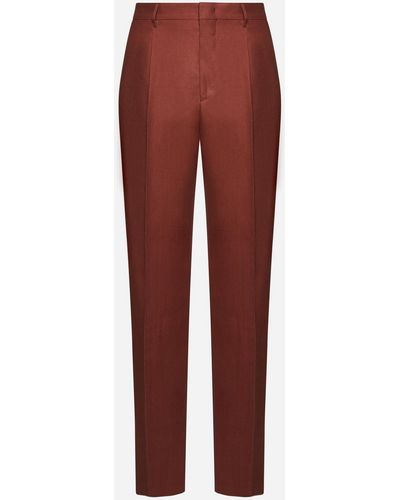 Tagliatore Linen Trousers - Red
