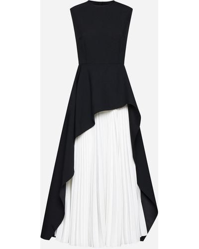 Solace London Severny Peplum Pleated Midi Dress - Black