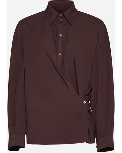 Lemaire Straight Collar Cotton Twisted Shirt - Brown
