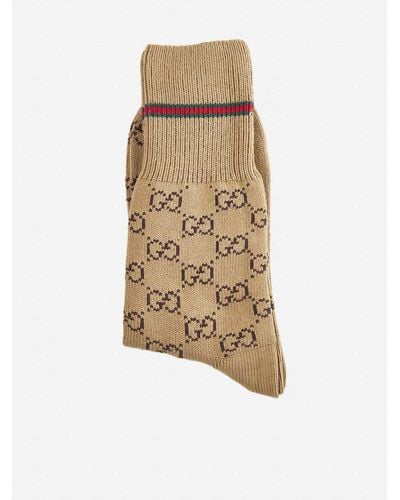 Gucci GG Motif Cotton Blend Socks - Natural
