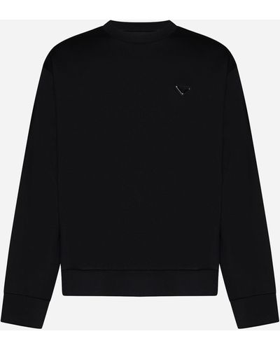 Prada Logo-plaque Cotton-blend Sweatshirt - Black