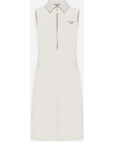 Prada Silk-blend Polo Shirt Dress - White