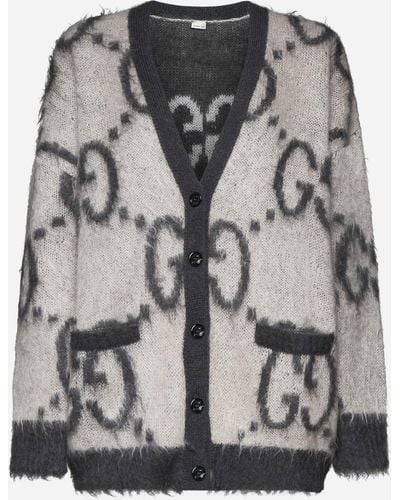 Gucci GG Mohair-blend Reversible Cardigan - Gray