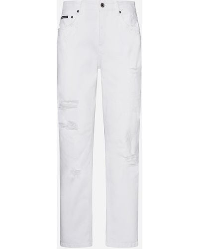 Dolce & Gabbana Rips Boyfriend Jeans - White