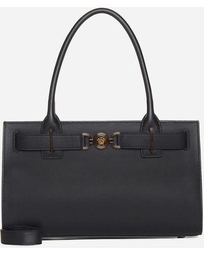 Versace Leather Large Tote Bag - Black
