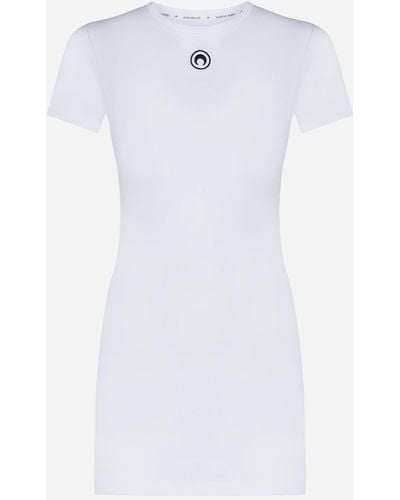 Marine Serre Logo Cotton Mini Dress - White