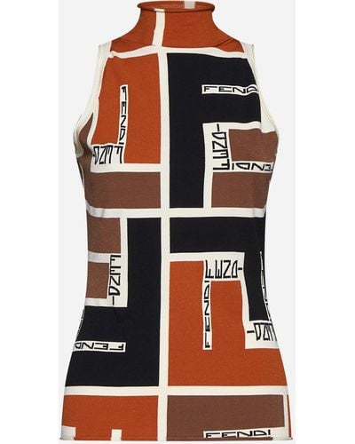 Fendi Ff Puzzle Knit Halter Top - Red