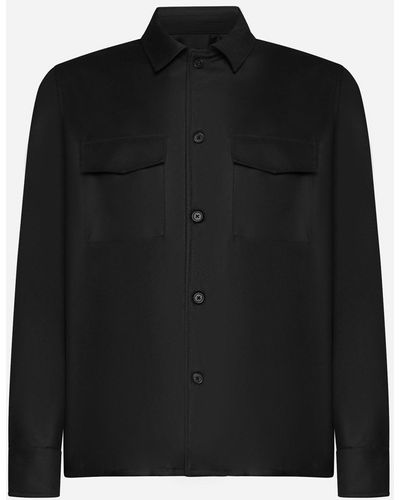 Low Brand Wool Flannel Shirt - Black