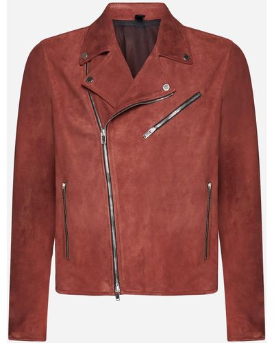 Tagliatore Suede Biker-style Jacket - Red