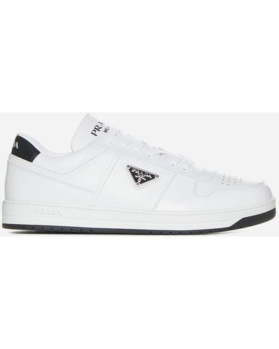 Prada Downtown Leather Sneakers - White