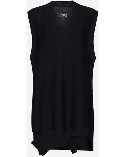 MM6 by Maison Martin Margiela Wool-blend Knit Mini Dress - Black