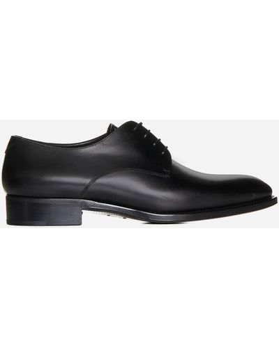 Saint Laurent Adrien Leather Derby Shoes - Black