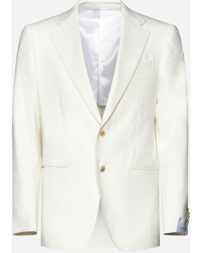 Caruso Norma Linen And Wool Blend Blazer - White