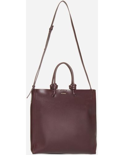 Jil Sander Giro Leather Medium Tote Bag - Purple