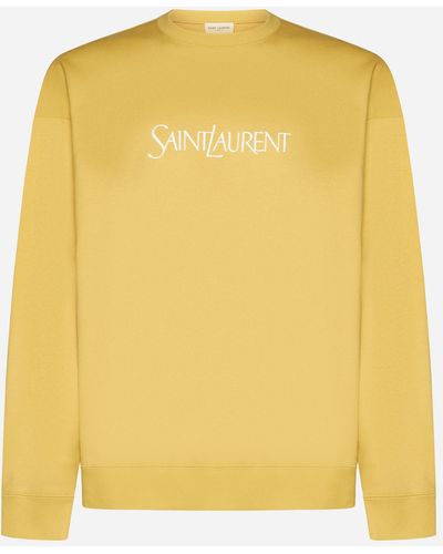 Saint Laurent Logo Cotton Sweatshirt - Yellow