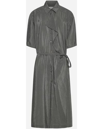 Lemaire Silk-blend Midi Shirt Dress - Grey
