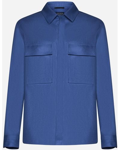 ZEGNA Linen Shirt - Blue
