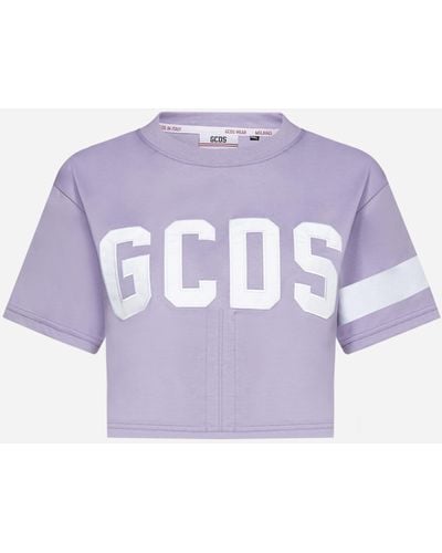 Gcds Logo Cotton Cropped T-shirt - Purple