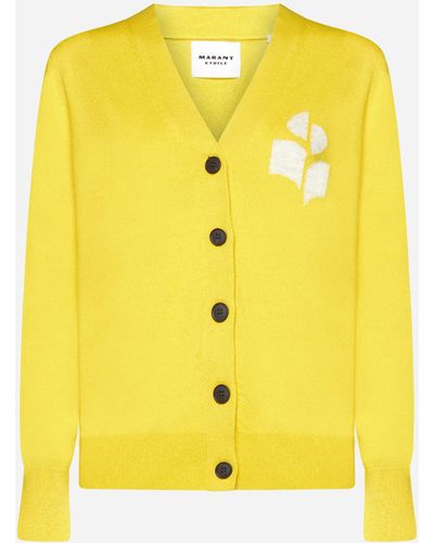 Isabel Marant Karin Cotton And Wool Cardigan - Yellow