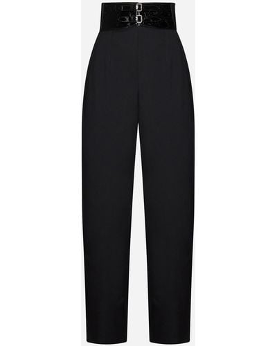 Alaïa Belted Wool Pants - Black