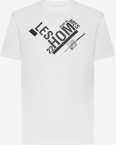 Les Hommes Logo Print Cotton T-shirt - White