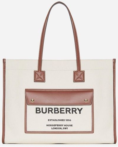 Burberry Medium Heritage Tote Bag in Natural