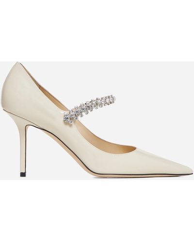 Jimmy Choo Bing Crystals Patent Leather Court Shoes - White