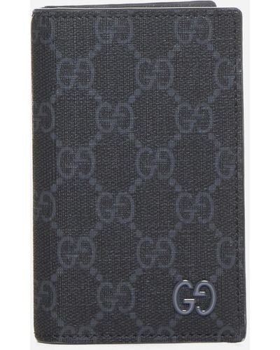 Gucci GG Fabric And Leather Vertical Wallet - Grey