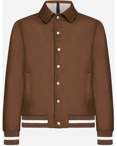 Low Brand Wool And Cashmere Bomber Jacket - Brown