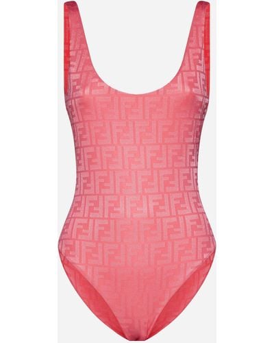 Fendi Ff Motif Swimsuit - Pink