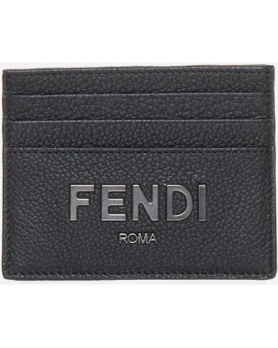 Fendi Logo-plaque Leather Card Holder - Black