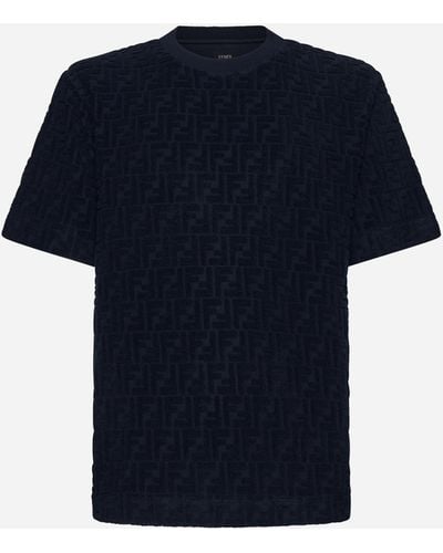 Fendi Ff Velvet Jacquard T-shirt - Blue